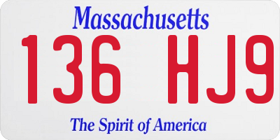 MA license plate 136HJ9