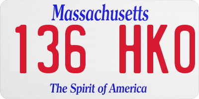 MA license plate 136HK0