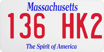 MA license plate 136HK2