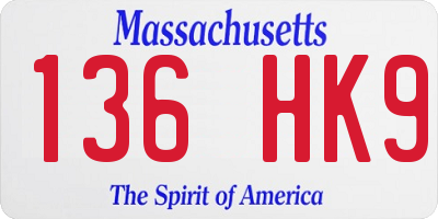 MA license plate 136HK9