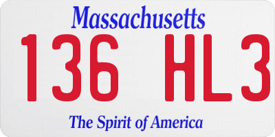 MA license plate 136HL3