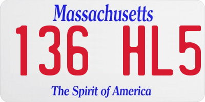 MA license plate 136HL5