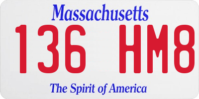 MA license plate 136HM8