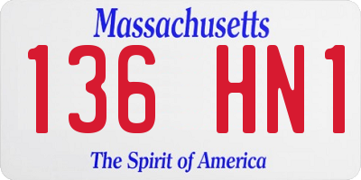 MA license plate 136HN1