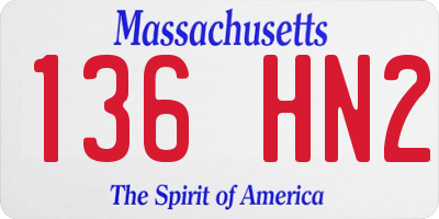 MA license plate 136HN2