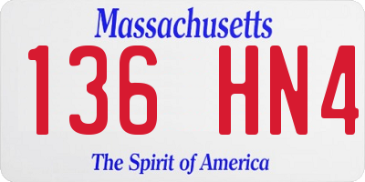 MA license plate 136HN4