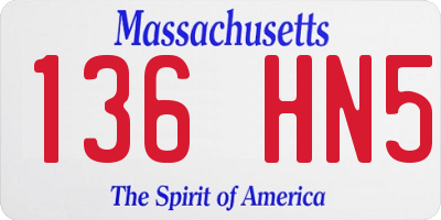 MA license plate 136HN5