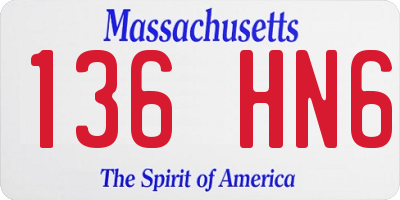 MA license plate 136HN6