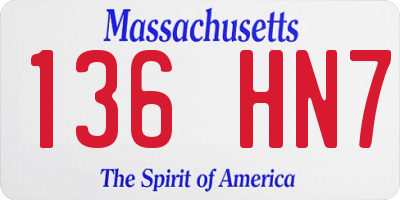 MA license plate 136HN7