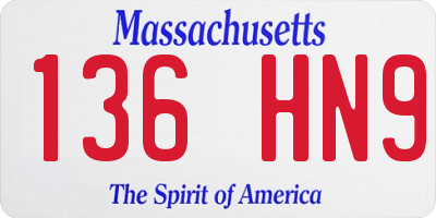 MA license plate 136HN9