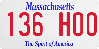 MA license plate 136HO0