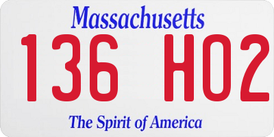 MA license plate 136HO2