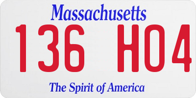 MA license plate 136HO4