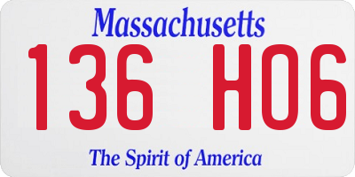 MA license plate 136HO6