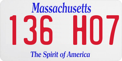 MA license plate 136HO7