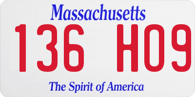 MA license plate 136HO9
