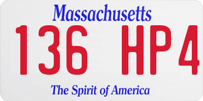 MA license plate 136HP4