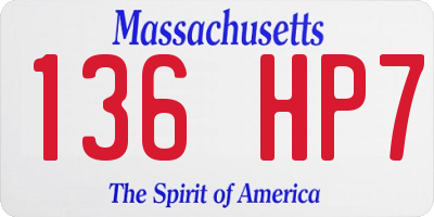 MA license plate 136HP7