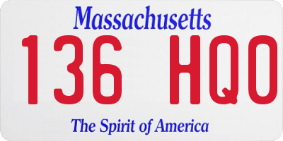 MA license plate 136HQ0