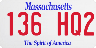 MA license plate 136HQ2