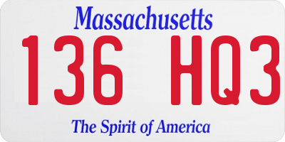 MA license plate 136HQ3