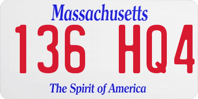 MA license plate 136HQ4