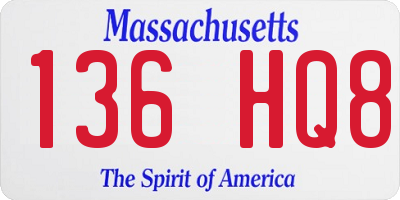 MA license plate 136HQ8