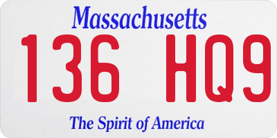 MA license plate 136HQ9