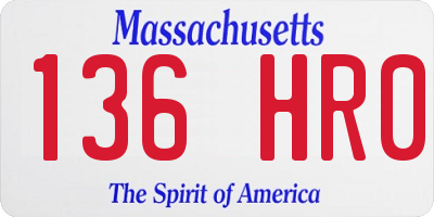 MA license plate 136HR0