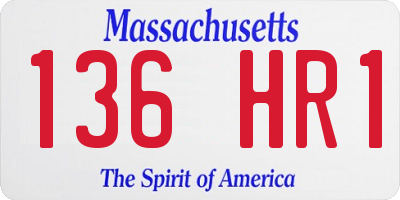 MA license plate 136HR1