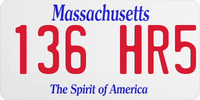 MA license plate 136HR5
