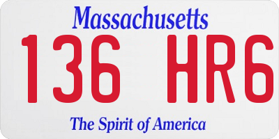MA license plate 136HR6