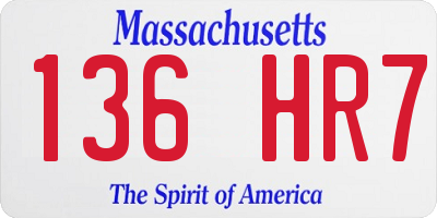 MA license plate 136HR7