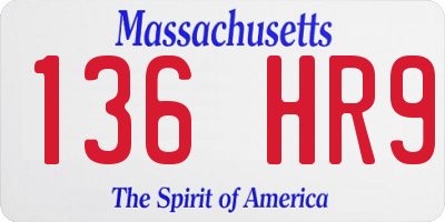 MA license plate 136HR9