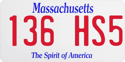 MA license plate 136HS5