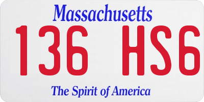 MA license plate 136HS6