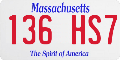 MA license plate 136HS7