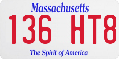 MA license plate 136HT8