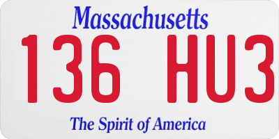 MA license plate 136HU3