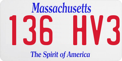 MA license plate 136HV3