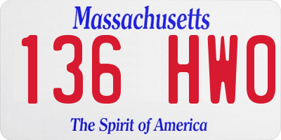 MA license plate 136HW0