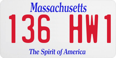 MA license plate 136HW1