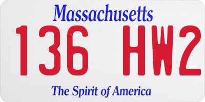 MA license plate 136HW2