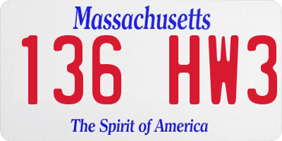 MA license plate 136HW3