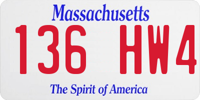 MA license plate 136HW4