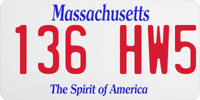 MA license plate 136HW5