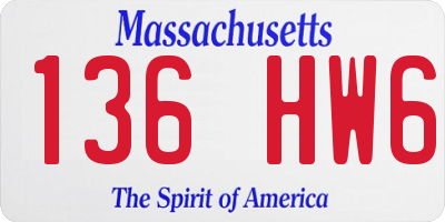 MA license plate 136HW6
