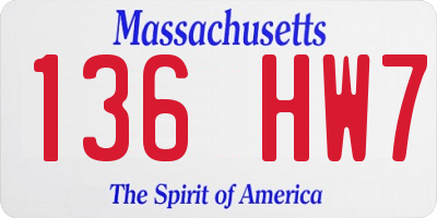 MA license plate 136HW7