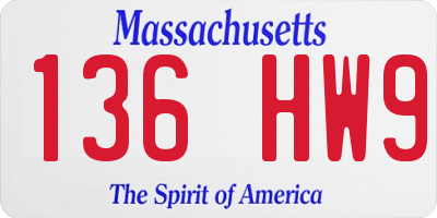 MA license plate 136HW9