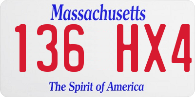 MA license plate 136HX4